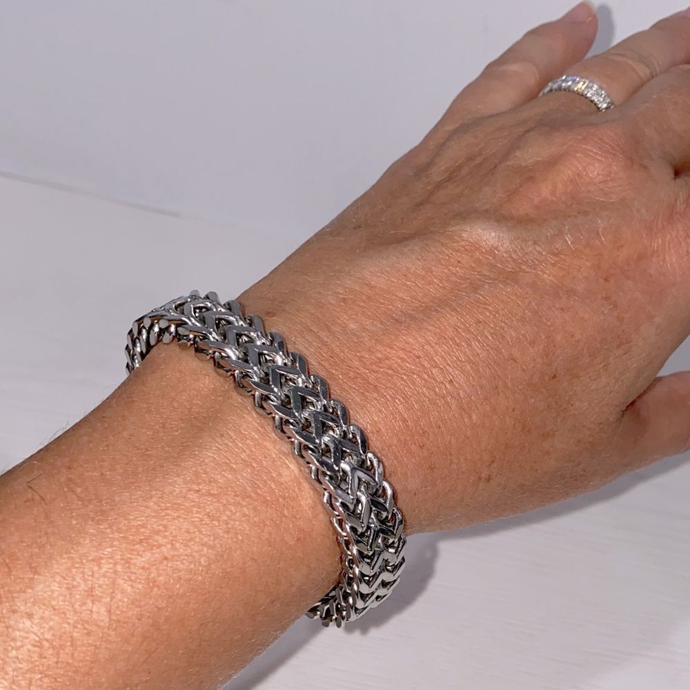 Viking King Bracelet Classic Silver Dual Chainmail Design Unisex